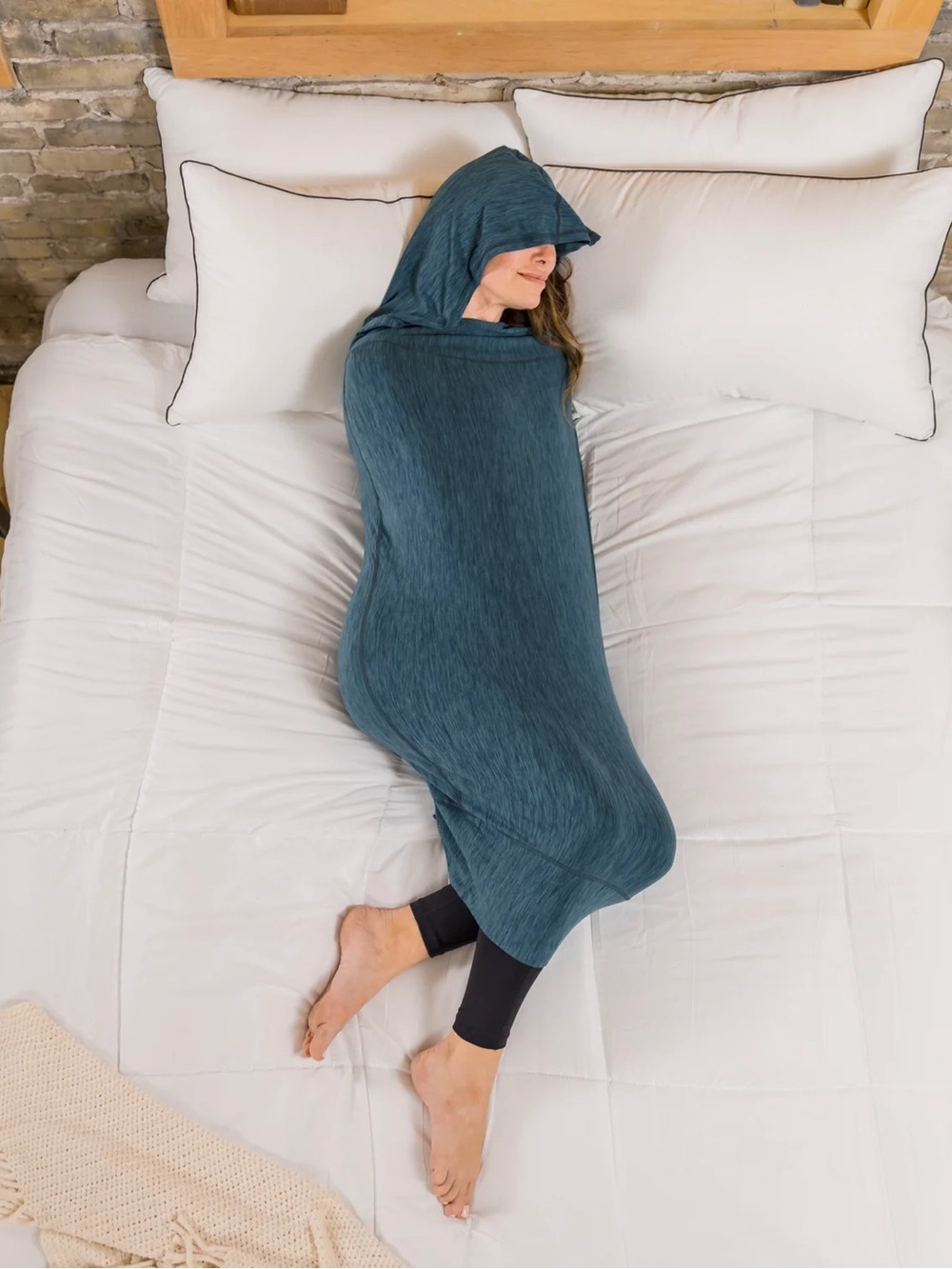 Hooded Lounge Sleep Wrap in Teal